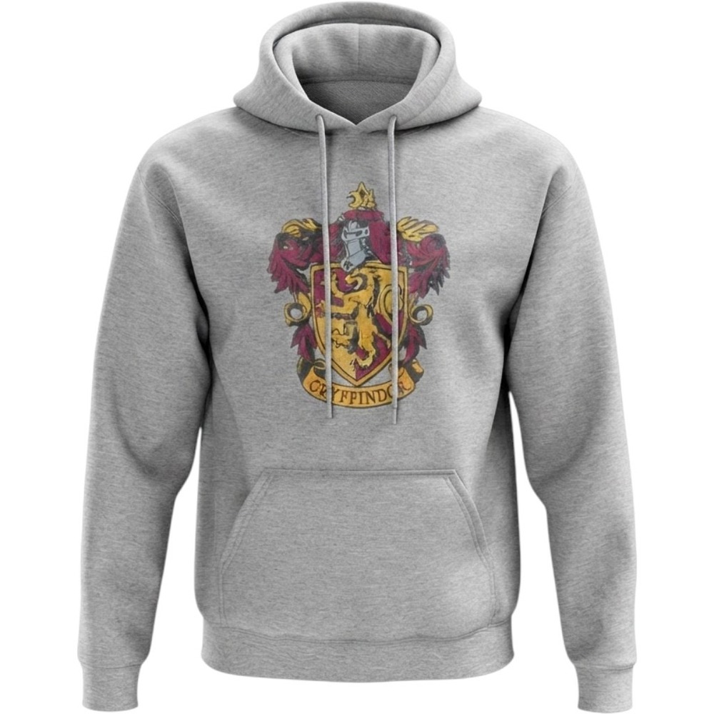 Harry Potter Gryffindor Crest Hoodie Gray Delta Fleece Pullover Mens Medium